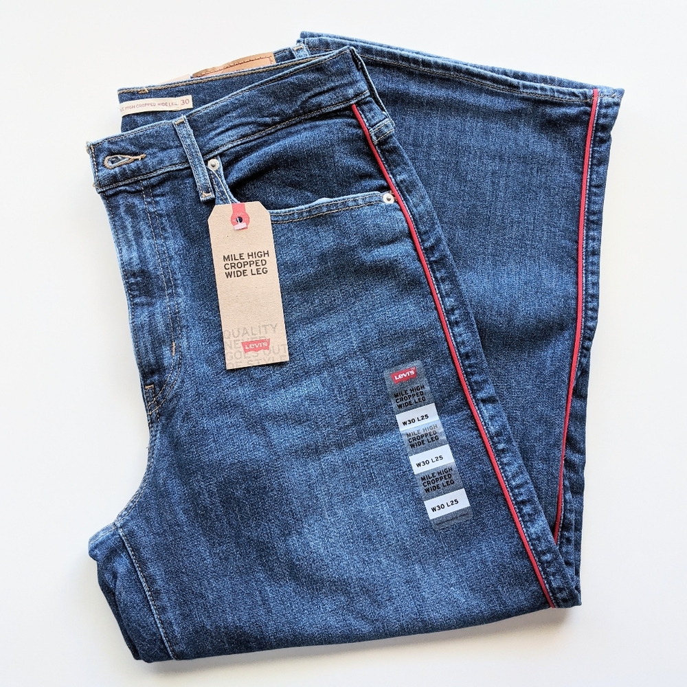 Levi's Mile High Wide Leg Pipe Down Cropped Jeans - Picture 3 of 8